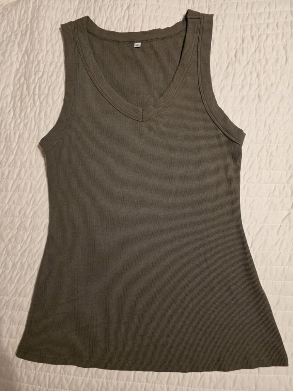 Womens Tank Top V Neck Ribbed Basic Tee Casual